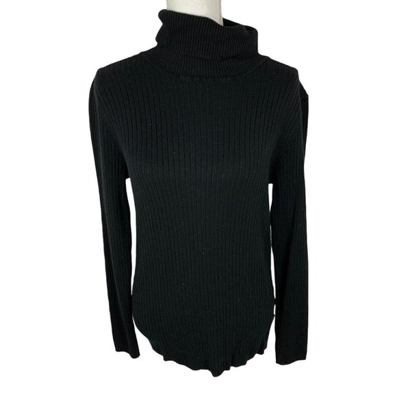George Sweaters - George Black Women's Cowl Neck Sweater Size XL
